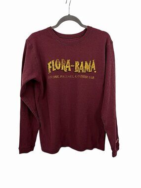 LEAGUE 91 Men's Maroon Thermal Flora-Bama Long Sleeve Shirt Large